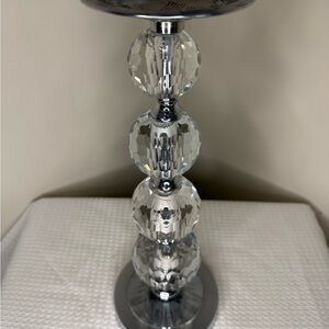 Crystal & Chrome Candle Holder | Faceted Glass Candlestick